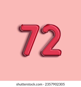Pink Number 72. Pink helium air balloon. Illustration for selling poster, banner ads, shopping bag, gift box, birthday, anniversary