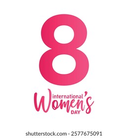 pink number 8 typography for international women's day celebration