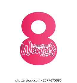 pink number 8 typography for international women's day celebration