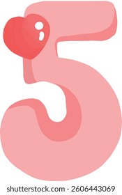 pink number five with heart on it