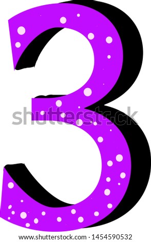 Pink number three, illustration, vector on white background.