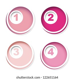 pink numbers over circles with shadow background. vector illustration