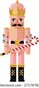 Rosa Nussknacker Soldat halten Süßigkeiten Cane süß Weihnachten Vektorgrafik
