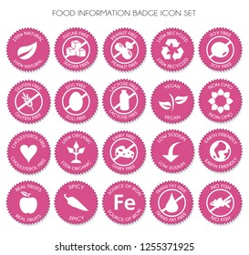 Pink Nutrition food badge label icon set vector