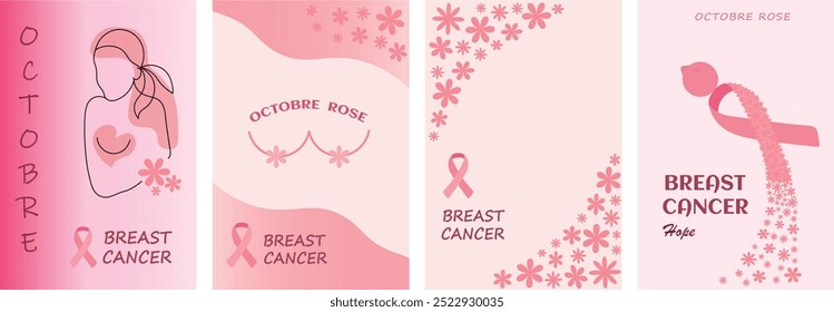 Pink October" - campaign for breast cancer awareness. Vector illustration with pink shapes. Pink is the color of tenderness, support and compassion. Template for postcard, flyer, poster