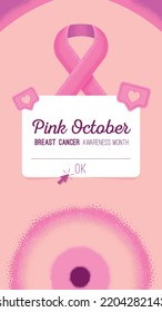 Pink october grainy breast cancer awareness month notification template