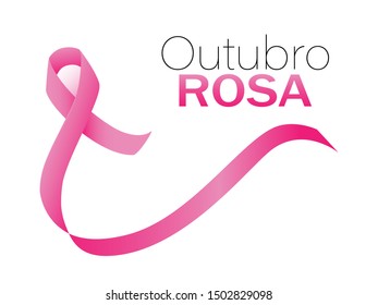 Pink October in Portuguese language. Breast cancer awareness month vector.