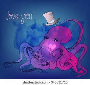pink octopus with cylinder hat