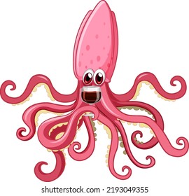 Pink octopus drinking wine illustration