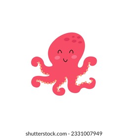 Pink octopus icon on a white background.