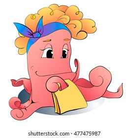 Pink Octopus Illustration