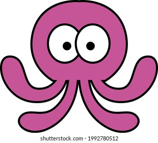 Pink octopus, illustration, on a white background.