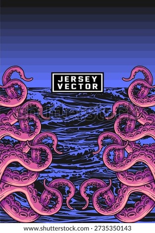 PINK OCTOPUS KRAKEN ATTACK JERSEY DESIGN WITH DEEP SEA BACKGROUND