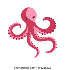 Pink Watercolor Octopus Sea Poulpe Devilfish Stock Illustration 1006081405