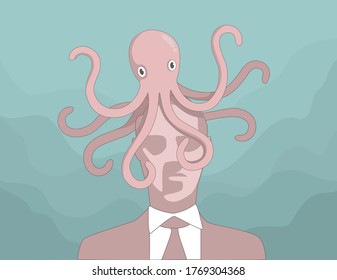 Pink octopus on a head