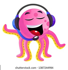 Ilustración de operador de pulpo rosa vectorial en fondo blanco