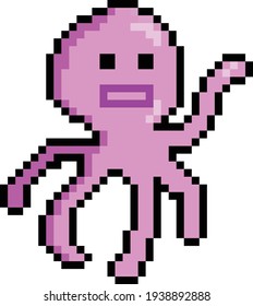 An pink octopus pixel art