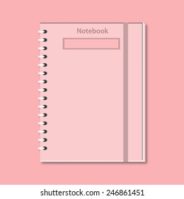 pink office notebook on background