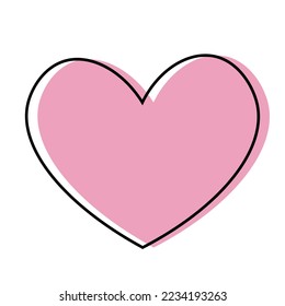 Corazón de desplazamiento rosa sobre fondo blanco.