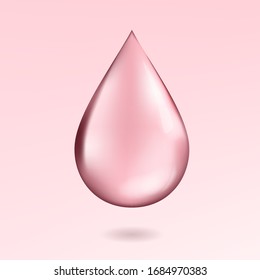 Pink oil or rose water perfume isolated on elegant background. High quality vector illustration. 