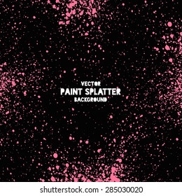 Pink on black vector splatter background