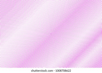 Pink on white dotted halftone. Half tone vector background. Pastel dotted gradient. Feminine futuristic texture. Pink dot on transparent backdrop. Romantic or pop art dotwork. Modern design template