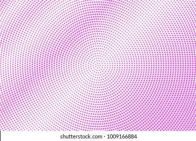 Pink on white dotted halftone. Half tone vector background. Shiny dotted gradient. Feminine futuristic texture. Rose dot on transparent backdrop. Romantic or pop art dotwork. Modern design template