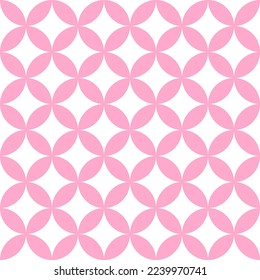 Pink on white overlapping circles seamless texture. Classic ovals and circles vector geometric fashion pattern.