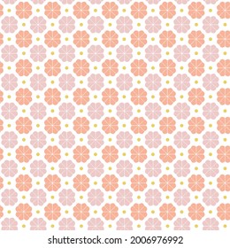 Pink on white quatrefoil pattern seamless repeat background,Abstract background texture in geometric ornamental style. Seamless design.