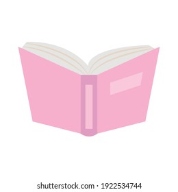 icono de libro abierto rosa sobre fondo blanco, diseño colorido, ilustración vectorial