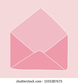 Pink open envelope with a heart. Valentine's Day. Declaration of love. Vector illustration