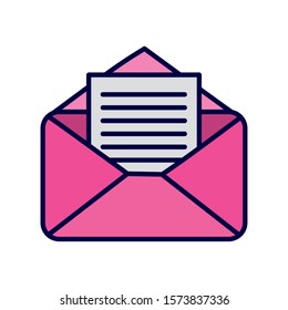 pink open envelope letter message mail icon vector illustration