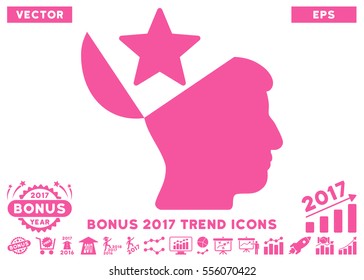 Pink Open Head Star icon with bonus 2017 trend images. Vector illustration style is flat iconic symbols, white background.