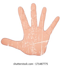 a pink opened hand in a white background