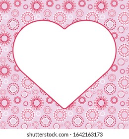 Pink Openwork Valentine card with delicate heart. Vector template for layouts Wedding cards, greeting postcard Saint Valentine's Day, design for page book, interior decoration or printing.