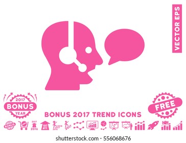 Pink Operator Message Balloon pictograph with bonus 2017 trend elements. Vector illustration style is flat iconic symbols, white background.
