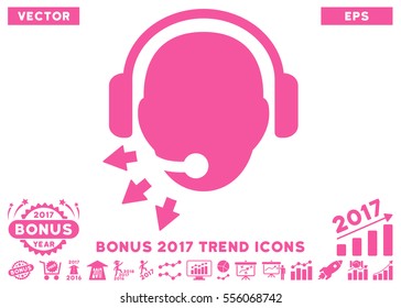 Pink Operator Message pictogram with bonus 2017 trend clip art. Vector illustration style is flat iconic symbols, white background.