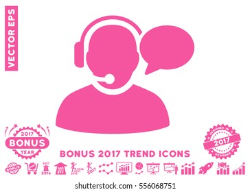 Pink Operator Message pictogram with bonus 2017 trend clip art. Vector illustration style is flat iconic symbols, white background.