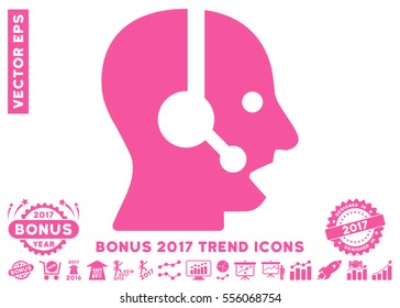 Pink Operator pictogram with bonus 2017 year trend pictures. Vector illustration style is flat iconic symbols, white background.