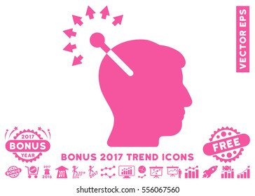 Pink Optical Neural Interface pictogram with bonus 2017 trend symbols. Vector illustration style is flat iconic symbols, white background.