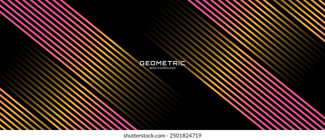 Fondo abstracto naranja rosado en el espacio oscuro con líneas brillantes efecto de decoración. Moderno Anuncio con estilo de rayas. Concepto diagonal del elemento de Diseño gráfico para el Web, el volante, la tarjeta, o la cubierta del folleto