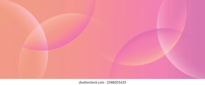 A pink and orange background with overlapping circles. The background is smooth and vibrant, featuring pink and orange hues. Minimal abstract circles vector gradient background