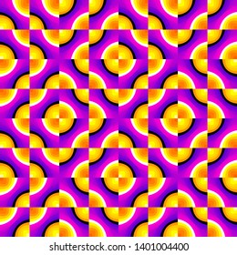 Pink and orange background. Spin illusion. Seamless pattern.