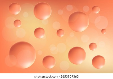 Bolha laranja rosa isolada no fundo transparente claro. Talão, pérola ou bola de cristal.
Glicerina, glutationa ou óleo de colágeno caem. Cereja ou pastilha elástica de morango. Ilustração realista de vetor.