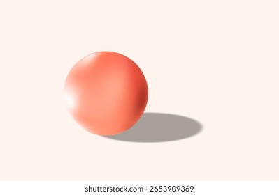 Pink orange  bubble isolated on light transparent background. Bead, pearl or crystal ball.
Glycerin, glutathione or collagen oil drop. Cherry or strawberry bubblegum. Vector realistic illustration.