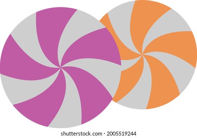 Caramelos rosa y naranja, ilustración, vector sobre un fondo blanco.