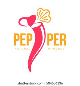 pink and orange of chili pepper vector logo illustration, isolated on white background. Hot and spice chili pepper logo, mexican cuisine