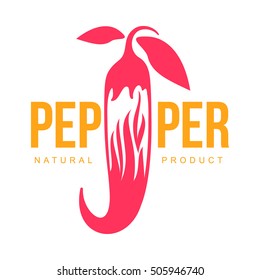 pink and orange of chili pepper vector logo illustration, isolated on white background. Hot and spice chili pepper logo, mexican cuisine
