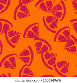 Rosa e laranja Citrus peças vetor sem emenda padrão