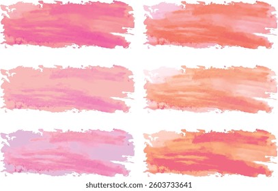 pink orange colorful palette abstract brush strokes set